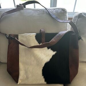 Extra large cowhide and leather purse - laptop bag